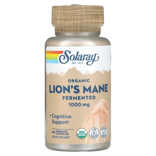 Solaray, Organically Grown Fermented Lion's Mane Mushroom, 500 mg , 60 VegCaps