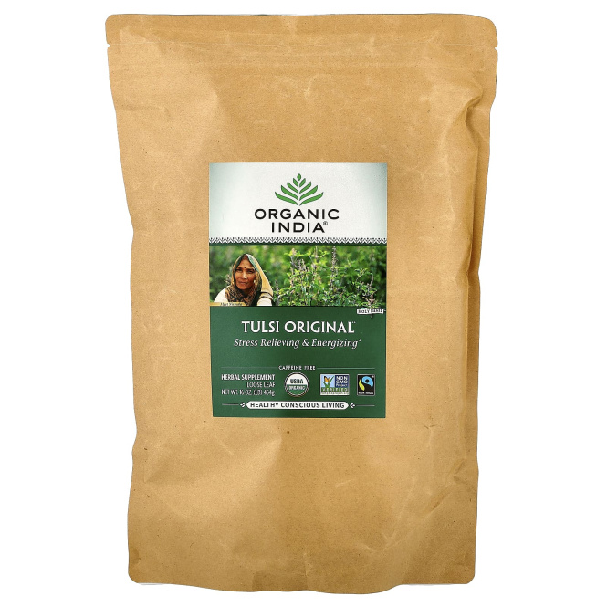 Organic India, оригинальный рассыпной чай тулси, без кофеина, 454 г (16 унций)