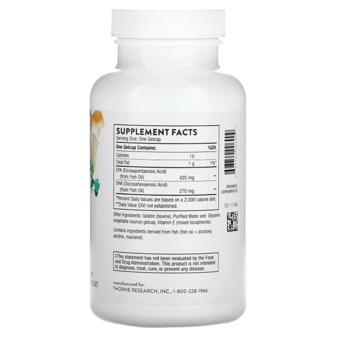 Thorne Research, Super EPA, ЭПК и ДГК, 90 капсул