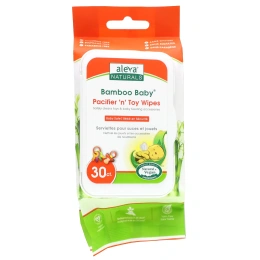 Aleva Naturals, Влажные салфетки Bamboo Baby для игрушек и сосок, 30 влажных салфеток, 5,9x7,9 дюймов (15 x 20 cм)