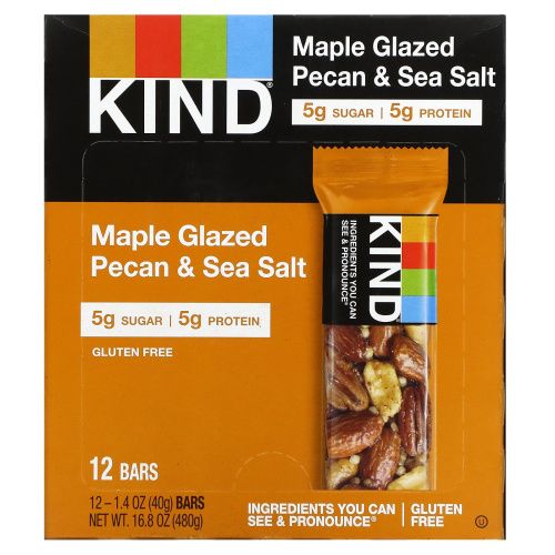 KIND Bars, Nuts & Spices, Maple Glazed Pecan & Sea Salt, 12 Bars