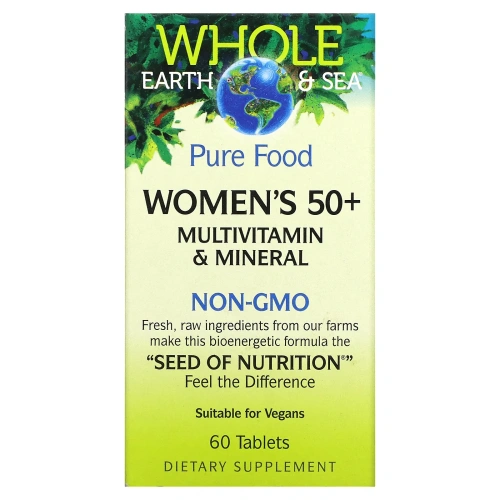 Natural Factors, Пищевая добавка "Непочатое море и земля", мультивитаминный и минеральный комплекс для женщин от 50, 60 таблеток