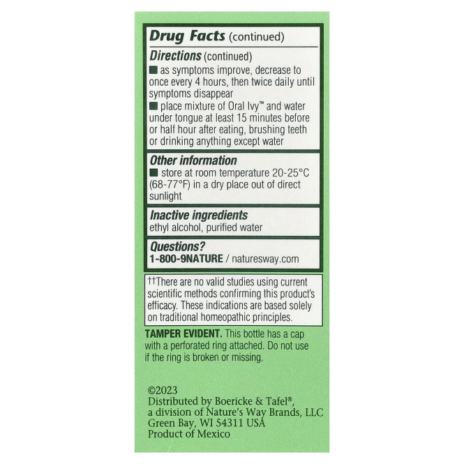 Boericke And Tafel, Oral Ivy 1 жидкая унция