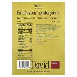 David Protein, Protein Bar, Fudge Brownie, 12 Bars, 2.19 oz (62 g) Each
