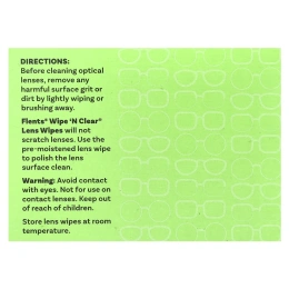 Flents, Wipe 'N Clear, салфетки для объектива, 4 упаковки, 75 индивидуально упакованных мягких салфеток для объектива