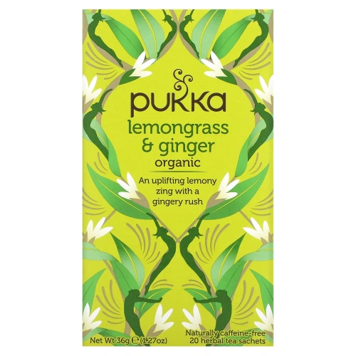 Pukka Herbs, Органическая смесь лемонграсса и имбиря, без кофеина, 20 пакетиков с травяным чаем, 36 г
