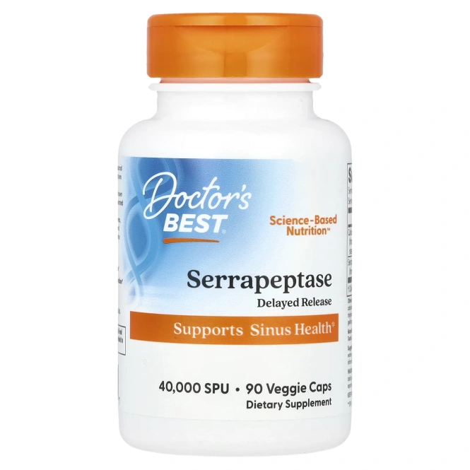 Doctor's Best Серрапептаза (Serrapeptase), 90 растительных капсул