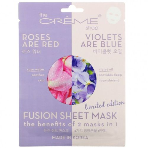 The Creme Shop, Fusion Beauty, тканевая маска с розами и красными фиалками, 5 шт., 125 г (4,40 унции)