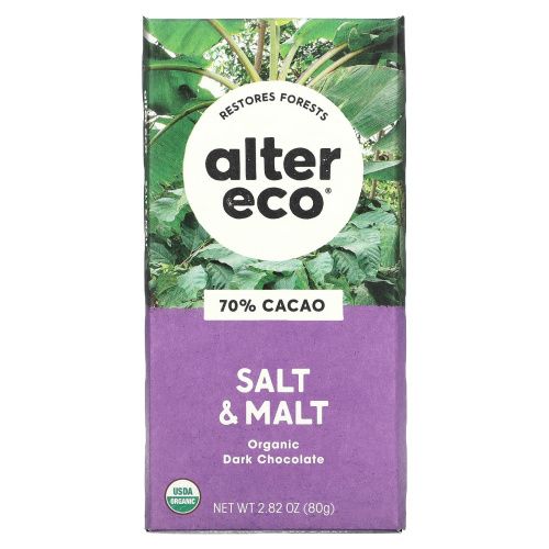 Alter Eco, Organic Chocolate Bar, Deep Dark Salt & Malt, 2.82 oz (80 g)