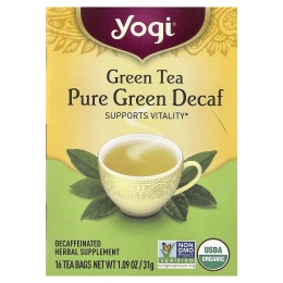 Yogi Tea, чистый зеленый чай, без кофеина, 16 чайных пакетиков, 31 г (1,09 унции)