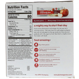Plum Organics, Батончик Mighty Morning, Tots, Яблоко и корица, 5 баточников, 0,67 унц.(19 г) каждый