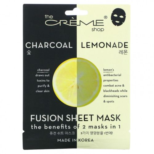 The Creme Shop, Fusion Beauty, тканевая маска, древесный уголь и лимонад, 5 шт., 125 г (4,40 унции)