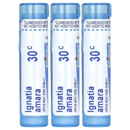 Boiron, Ignatia Amara, средство для снятия эмоционального стресса, гранулы Meltaway, 30C, 3 тюбика, 80 гранул в каждом