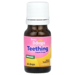 Ddrops, Органические капли для прорезывания зубов, для детей от 3 месяцев, 60 капель, 1,7 мл (0,06 жидк. унц.)