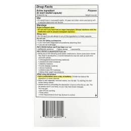 Alli, Орлистат, средство для снижения веса, дополнительная упаковка, 60 мг, 120 капсул