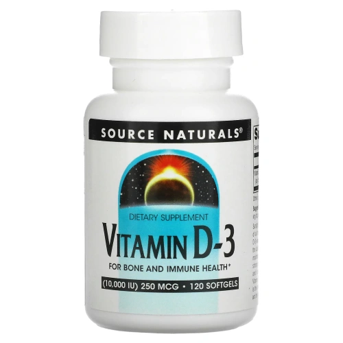 Source Naturals, Витамин D3, 10000 МЕ, 120 мягких капсул