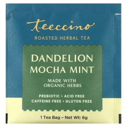 Teeccino, Обжаренный травяной чай, одуванчик, мокко и мята, без кофеина, 10 чайных пакетиков, 60 г (2,12 унции)