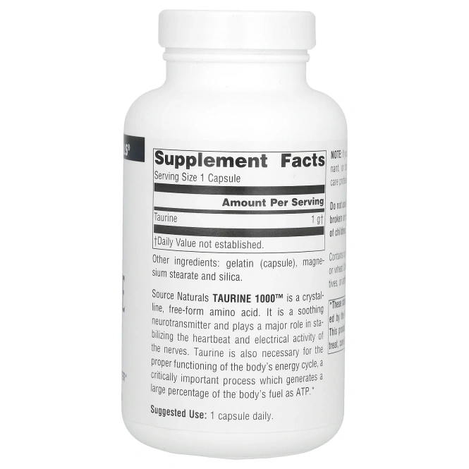 Source Naturals, Taurine 1000, 1,000 мг, 120 капсул