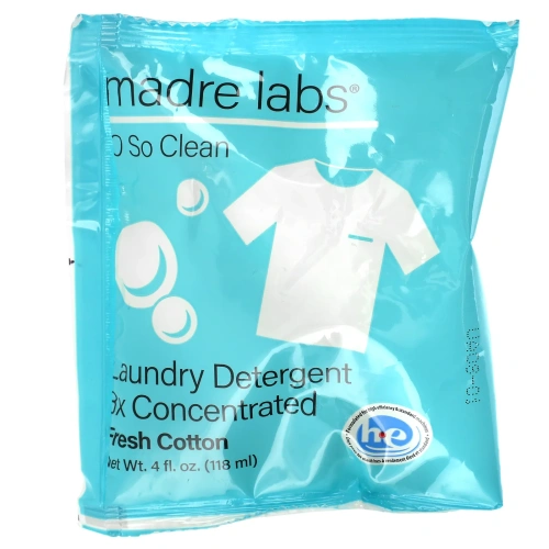 Madre Labs, моющее средство для стирки, тройной концентрации, свежесть хлопка, 1 пакетик, 118 мл (4 унции)