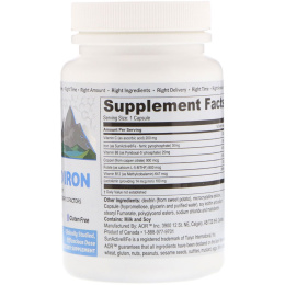 Advanced Orthomolecular Research AOR, Ортомолекулярное железо, 60 вегетарианских капсул
