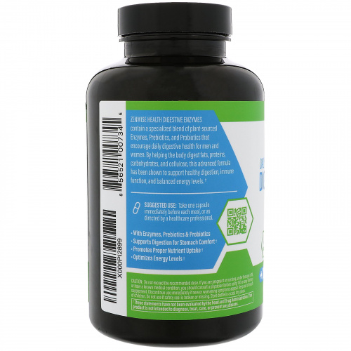 Zenwise Health, Ежедневные пищеварительные ферменты с пребиотиками + пробиотиками, 180 вегетарианских капсул