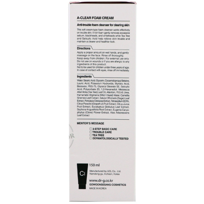 Dr. G, A-Clear, пенный крем, 5,07 ж. унц. (150 мл)