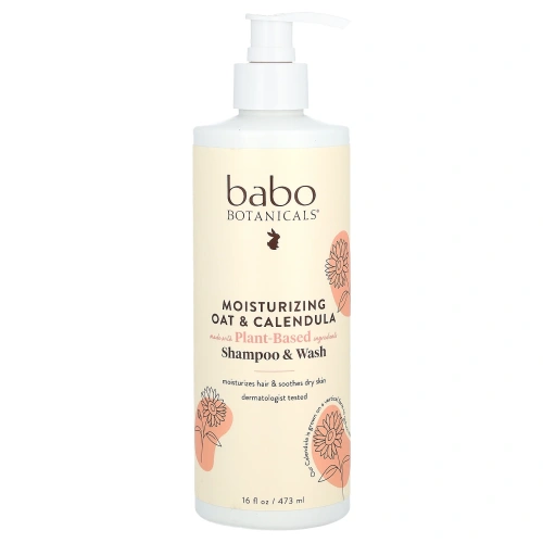 Babo Botanicals, Увлажняющий детский шампунь и гель для душа, овсяное молочко и календула, 16 жидких унций (473 мл)