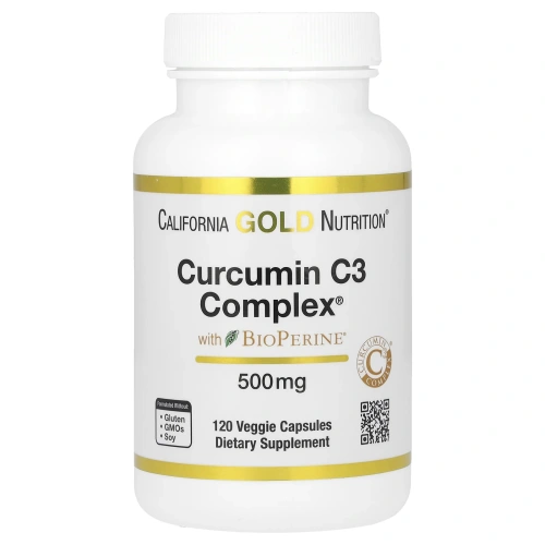 California Gold Nutrition, Curcumin C3 Complex с экстрактом BioPerine, 500 мг, 120 капсул