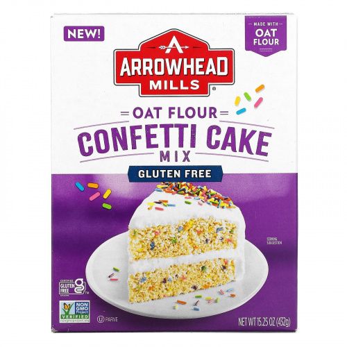 Arrowhead Mills,  Смесь для торта с конфетти из овсяной муки, 432 г (15,25 унции)