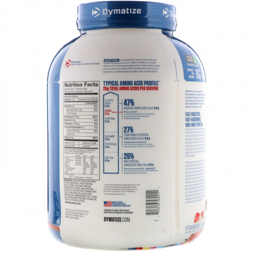 Dymatize Nutrition, Elite 100% Whey Protein, Strawberry Blast, 5 lbs (2.27 kg)