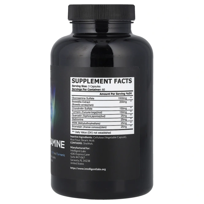 Intelligent Labs, глюкозамин, 180 капсул