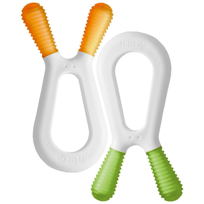 Zoli, Bunny, Dual Nub Teethers, Orange & Green, +6mo, 2 Pieces