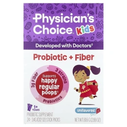 Physician's Choice, пробиотики и клетчатка для детей, для детей от 1 года, без добавок, 24 стика по 3,4 г (0,12 унции)