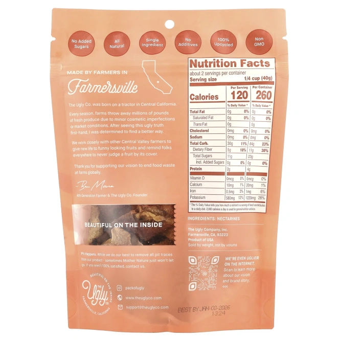 Hello! I'm Ugly, Сухофрукты, нарезанные нектарины, 85 г (3 унции)