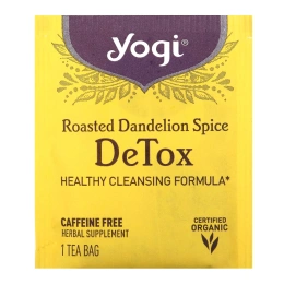 Yogi Tea, Detox, вкус жареного одуванчика и специй, без кофеина, 16 чайных пакетиков, 24 г (0,85 унции)