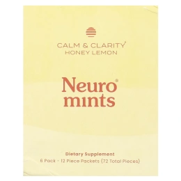 NeuroGum, NeuroMints, спокойствие и ясность, с медом и лимоном, 6 пакетиков по 12 шт.