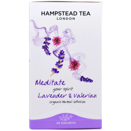 Hampstead Tea, Лаванда и валериана, органический травяной чай, 20 пакетиков, 0,71 унции (20 г)