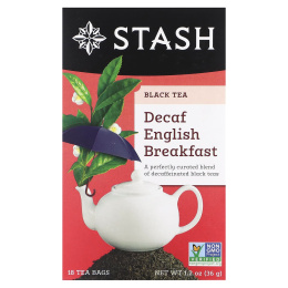 Stash Tea, черный чай, английский завтрак без кофеина, 18 чайных пакетиков, 36 г (1,2 унции)