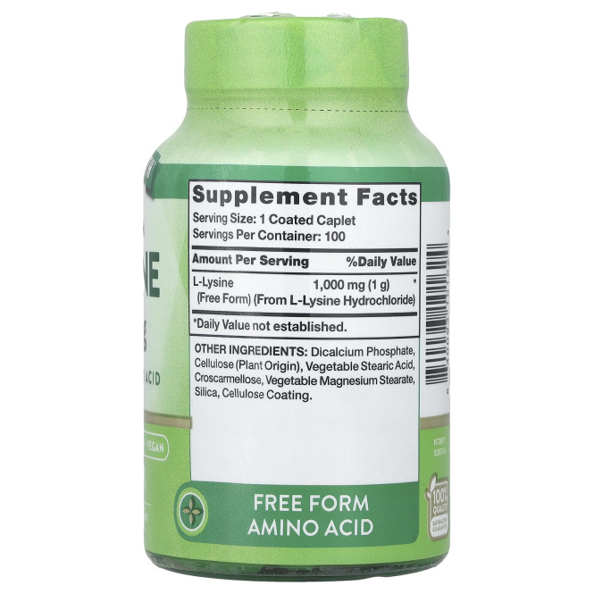 Nature's Truth, L-лизин, 1000 мг, 100 капсул, покрытых оболочкой