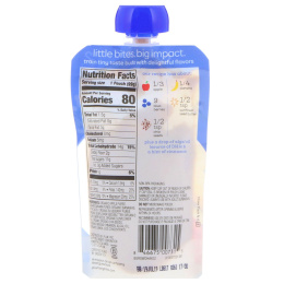 Plum Organics, Organic Baby Food, DHA, Apple, Banana Blueberry & Sunflower Seed Butter, 18 mg, 3.5 oz (99 g)