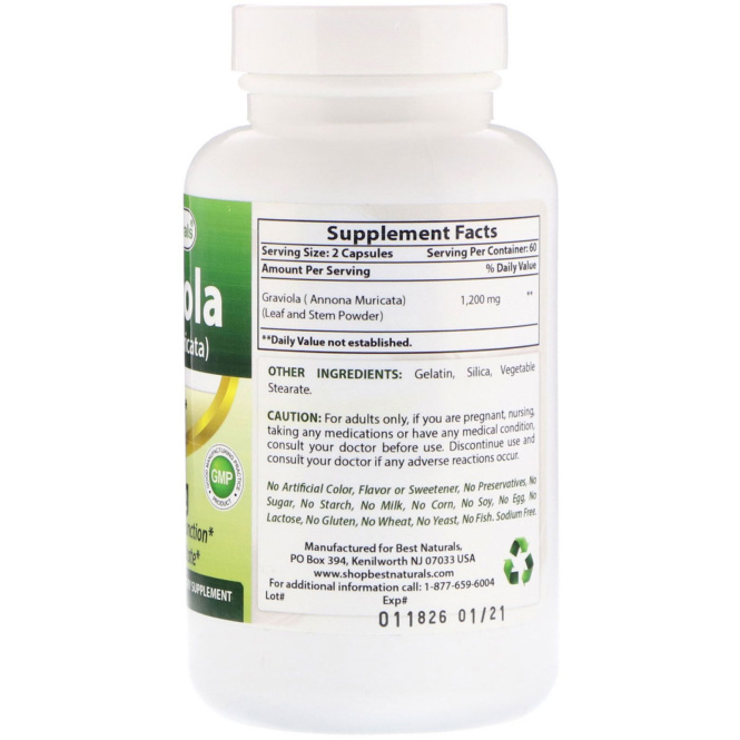 Best Naturals, Graviola (Annona Muricata), 600 mg, 120 Capsules