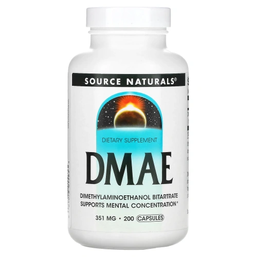 Source Naturals, DMAE, 351 мг, 200 капсул