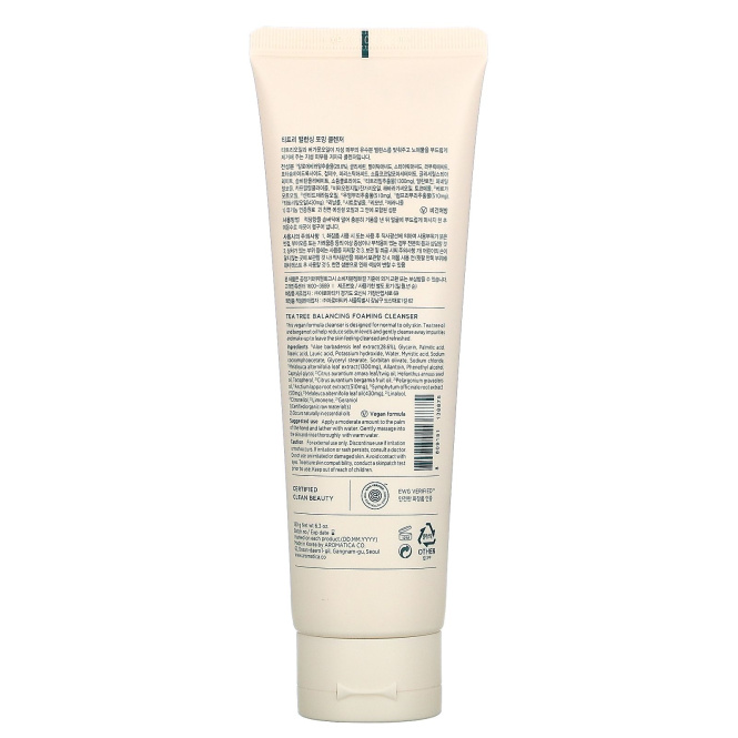 Aromatica, Tea Tree Balancing Foaming Cleanser, 6.3 oz (180 g)