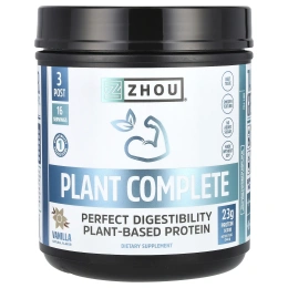 Zhou Nutrition, Plant Complete, отличная усвояемость, растительный протеин, ваниль, 544 г (19 унций)