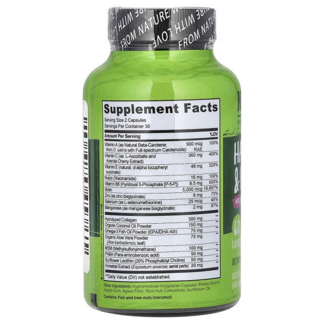 Naturelo, Волосы, кожа и ногти 60 капсул