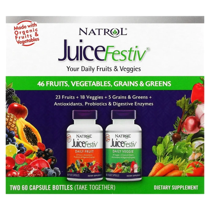 Natrol, JuiceFestiv, 2 флакона, по 60 капсул каждый