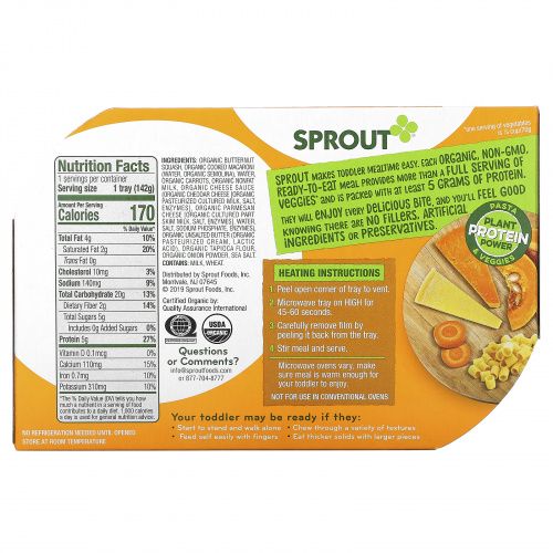 Sprout Organic, Butternut Mac & Cheese, 12 Months and Up, 5 oz ( 142 g)