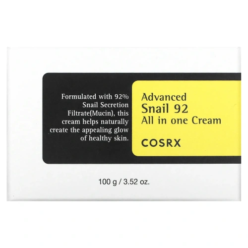 Cosrx, улучшенная формула Snail 92, высокоэффективный крем "все в одном" на основе секреции улиток, 100 мл