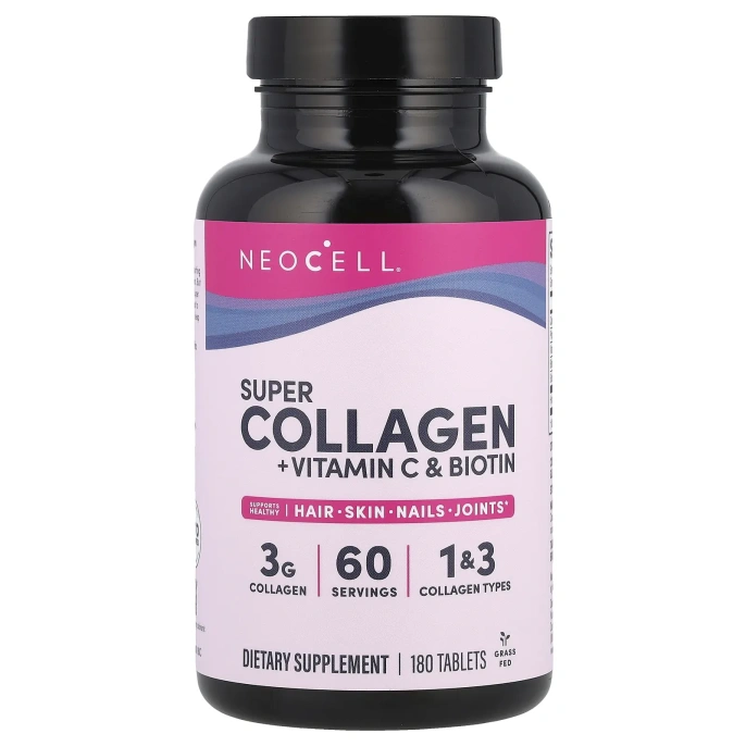 NeoCell, Super Collagen, коллаген с витамином C и биотином, 180 таблеток