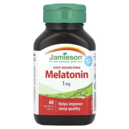 Jamieson Vitamins, Мелатонин, быстро растворяющийся, 1 мг, 60 сублингвальных таблеток